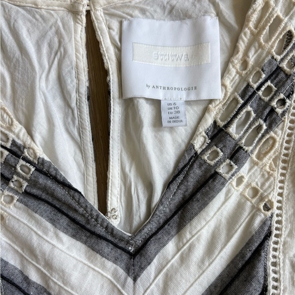 Anthropologie Black and White Flutter Sleeve Mini Sundress - Picture 5 of 7